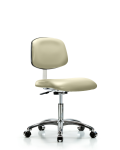 Class 10 Clean Room Vinyl Chair Chrome - Desk Height with Casters in Adobe White Trailblazer Vinyl CLR-VDHCH-CR-CC-8501