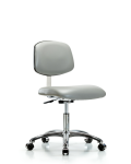 Class 10 Clean Room Vinyl Chair Chrome - Desk Height with Casters in Dove Trailblazer Vinyl CLR-VDHCH-CR-CC-8567