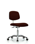 Class 10 Clean Room Vinyl Chair Chrome - Desk Height with Casters in Burgundy Trailblazer Vinyl CLR-VDHCH-CR-CC-8569