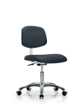 Class 10 Clean Room Vinyl Chair Chrome - Desk Height with Casters in Imperial Blue Trailblazer Vinyl CLR-VDHCH-CR-CC-8582
