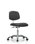 Class 10 Clean Room Vinyl Chair Chrome - Desk Height with Casters in Charcoal Trailblazer Vinyl CLR-VDHCH-CR-CC-8605