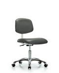 Class 10 Clean Room Vinyl Chair Chrome - Desk Height with Casters in Carbon Supernova Vinyl CLR-VDHCH-CR-CC-8823
