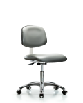 Class 10 Clean Room Vinyl Chair Chrome - Desk Height with Casters in Sterling Supernova Vinyl CLR-VDHCH-CR-CC-8840