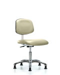 Class 10 Clean Room Vinyl Chair Chrome - Desk Height with Stationary Glides in Adobe White Trailblazer Vinyl CLR-VDHCH-CR-RG-8501