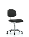 Class 10 Clean Room Vinyl Chair Chrome - Desk Height with Stationary Glides in Black Trailblazer Vinyl CLR-VDHCH-CR-RG-8540