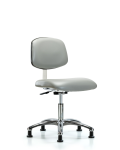 Class 10 Clean Room Vinyl Chair Chrome - Desk Height with Stationary Glides in Dove Trailblazer Vinyl CLR-VDHCH-CR-RG-8567