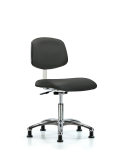Class 10 Clean Room Vinyl Chair Chrome - Desk Height with Stationary Glides in Charcoal Trailblazer Vinyl CLR-VDHCH-CR-RG-8605