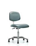 Class 10 Clean Room Vinyl Chair Chrome - Desk Height with Stationary Glides in Storm Supernova Vinyl CLR-VDHCH-CR-RG-8822