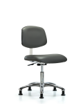 Class 10 Clean Room Vinyl Chair Chrome - Desk Height with Stationary Glides in Carbon Supernova Vinyl CLR-VDHCH-CR-RG-8823