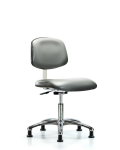 Class 10 Clean Room Vinyl Chair Chrome - Desk Height with Stationary Glides in Sterling Supernova Vinyl CLR-VDHCH-CR-RG-8840