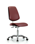 Class 10 Clean Room Vinyl Chair Chrome - Desk Height with Medium Back & Casters in Borscht Supernova Vinyl CLR-VDHCH-MB-CR-CC-8815