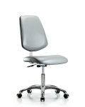 Class 10 Clean Room Vinyl Chair Chrome - Desk Height with Medium Back & Casters in Sterling Supernova Vinyl CLR-VDHCH-MB-CR-CC-8840
