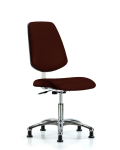 Class 10 Clean Room Vinyl Chair Chrome - Desk Height with Medium Back & Stationary Glides in Burgundy Trailblazer Vinyl CLR-VDHCH-MB-CR-RG-8569
