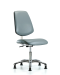 Class 10 Clean Room Vinyl Chair Chrome - Desk Height with Medium Back & Stationary Glides in Storm Supernova Vinyl CLR-VDHCH-MB-CR-RG-8822