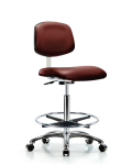 Class 10 Clean Room Vinyl Chair Chrome - High Bench Height with Chrome Foot Ring & Casters in Borscht Supernova Vinyl CLR-VHBCH-CR-CF-CC-8815