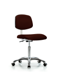 Class 10 Clean Room Vinyl Chair Chrome - Medium Bench Height with Casters in Burgundy Trailblazer Vinyl CLR-VMBCH-CR-NF-CC-8569