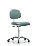 Class 10 Clean Room Vinyl Chair Chrome - Medium Bench Height with Casters in Storm Supernova Vinyl CLR-VMBCH-CR-NF-CC-8822