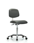 Class 10 Clean Room Vinyl Chair Chrome - Medium Bench Height with Casters in Carbon Supernova Vinyl CLR-VMBCH-CR-NF-CC-8823