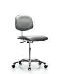 Class 10 Clean Room Vinyl Chair Chrome - Medium Bench Height with Casters in Sterling Supernova Vinyl CLR-VMBCH-CR-NF-CC-8840
