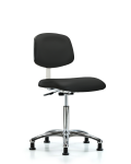 Class 10 Clean Room Vinyl Chair Chrome - Medium Bench Height with Stationary Glides in Black Trailblazer Vinyl CLR-VMBCH-CR-NF-RG-8540