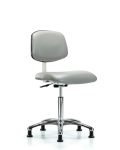 Class 10 Clean Room Vinyl Chair Chrome - Medium Bench Height with Stationary Glides in Dove Trailblazer Vinyl CLR-VMBCH-CR-NF-RG-8567