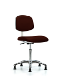 Class 10 Clean Room Vinyl Chair Chrome - Medium Bench Height with Stationary Glides in Burgundy Trailblazer Vinyl CLR-VMBCH-CR-NF-RG-8569