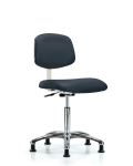 Class 10 Clean Room Vinyl Chair Chrome - Medium Bench Height with Stationary Glides in Imperial Blue Trailblazer Vinyl CLR-VMBCH-CR-NF-RG-8582