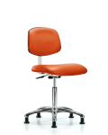 Class 10 Clean Room Vinyl Chair Chrome - Medium Bench Height with Stationary Glides in Orange Kist Trailblazer Vinyl CLR-VMBCH-CR-NF-RG-8613