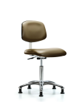 Class 10 Clean Room Vinyl Chair Chrome - Medium Bench Height with Stationary Glides in Taupe Supernova Vinyl CLR-VMBCH-CR-NF-RG-8809