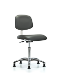 Class 10 Clean Room Vinyl Chair Chrome - Medium Bench Height with Stationary Glides in Carbon Supernova Vinyl CLR-VMBCH-CR-NF-RG-8823
