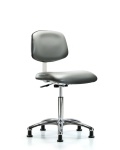 Class 10 Clean Room Vinyl Chair Chrome - Medium Bench Height with Stationary Glides in Sterling Supernova Vinyl CLR-VMBCH-CR-NF-RG-8840