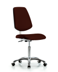 Class 10 Clean Room Vinyl Chair Chrome - Medium Bench Height with Medium Back & Casters in Burgundy Trailblazer Vinyl CLR-VMBCH-MB-CR-NF-CC-8569