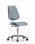 Class 10 Clean Room Vinyl Chair Chrome - Medium Bench Height with Medium Back & Casters in Storm Supernova Vinyl CLR-VMBCH-MB-CR-NF-CC-8822