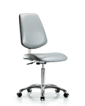 Class 10 Clean Room Vinyl Chair Chrome - Medium Bench Height with Medium Back & Casters in Sterling Supernova Vinyl CLR-VMBCH-MB-CR-NF-CC-8840