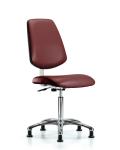 Class 10 Clean Room Vinyl Chair Chrome - Medium Bench Height with Medium Back & Stationary Glides in Borscht Supernova Vinyl CLR-VMBCH-MB-CR-NF-RG-8815