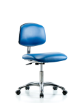 Class 10 Clean Room/ESD Vinyl Chair - Desk Height with ESD Casters in ESD Blue Vinyl ECR-VDHCH-CR-EC-ESDBLU