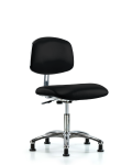 Class 10 Clean Room/ESD Vinyl Chair - Desk Height with ESD Stationary Glides in ESD Black Vinyl ECR-VDHCH-CR-EG-ESDBLK