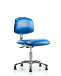Class 10 Clean Room/ESD Vinyl Chair - Desk Height with ESD Stationary Glides in ESD Blue Vinyl ECR-VDHCH-CR-EG-ESDBLU