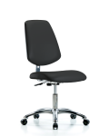 Class 10 Clean Room/ESD Vinyl Chair - Desk Height with Medium Back & ESD Casters in ESD Black Vinyl ECR-VDHCH-MB-CR-EC-ESDBLK