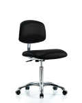 Class 10 Clean Room/ESD Vinyl Chair - Medium Bench Height with ESD Casters in ESD Black Vinyl ECR-VMBCH-CR-NF-EC-ESDBLK