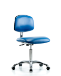 Class 10 Clean Room/ESD Vinyl Chair - Medium Bench Height with ESD Casters in ESD Blue Vinyl ECR-VMBCH-CR-NF-EC-ESDBLU