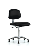 Class 10 Clean Room/ESD Vinyl Chair - Medium Bench Height with ESD Stationary Glides in ESD Black Vinyl ECR-VMBCH-CR-NF-EG-ESDBLK