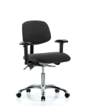 Fabric ESD Chair - Desk Height with Adjustable Arms & ESD Casters in ESD Black Fabric ESD-FDHCH-CR-T0-A1-EC-ESDBLK