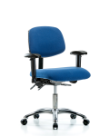 Fabric ESD Chair - Desk Height with Adjustable Arms & ESD Casters in ESD Blue Fabric ESD-FDHCH-CR-T0-A1-EC-ESDBLU