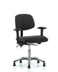 Fabric ESD Chair - Desk Height with Seat Tilt, Adjustable Arms, & ESD Stationary Glides in ESD Black Fabric ESD-FDHCH-CR-T1-A1-EG-ESDBLK