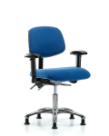 Fabric ESD Chair - Desk Height with Seat Tilt, Adjustable Arms, & ESD Stationary Glides in ESD Blue Fabric ESD-FDHCH-CR-T1-A1-EG-ESDBLU