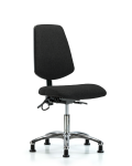 Fabric ESD Chair - Desk Height with Medium Back & ESD Stationary Glides in ESD Black Fabric ESD-FDHCH-MB-CR-T0-A0-EG-ESDBLK