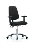 Fabric ESD Chair - Desk Height with Medium Back, Seat Tilt, Adjustable Arms, & ESD Casters in ESD Black Fabric ESD-FDHCH-MB-CR-T1-A1-EC-ESDBLK