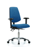 Fabric ESD Chair - Desk Height with Medium Back, Seat Tilt, Adjustable Arms, & ESD Casters in ESD Blue Fabric ESD-FDHCH-MB-CR-T1-A1-EC-ESDBLU