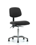 Fabric ESD Chair - Medium Bench Height with Seat Tilt & ESD Stationary Glides in ESD Black Fabric ESD-FMBCH-CR-T1-A0-NF-EG-ESDBLK